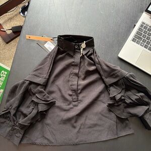 Elegant Kids Black Ruffled Blouse